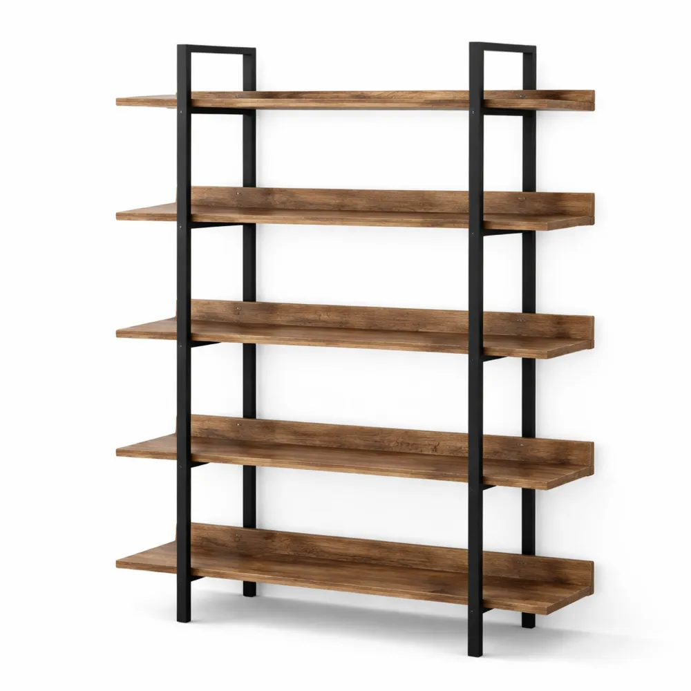 Étagère industrielle à 5 niveaux en bois rustique