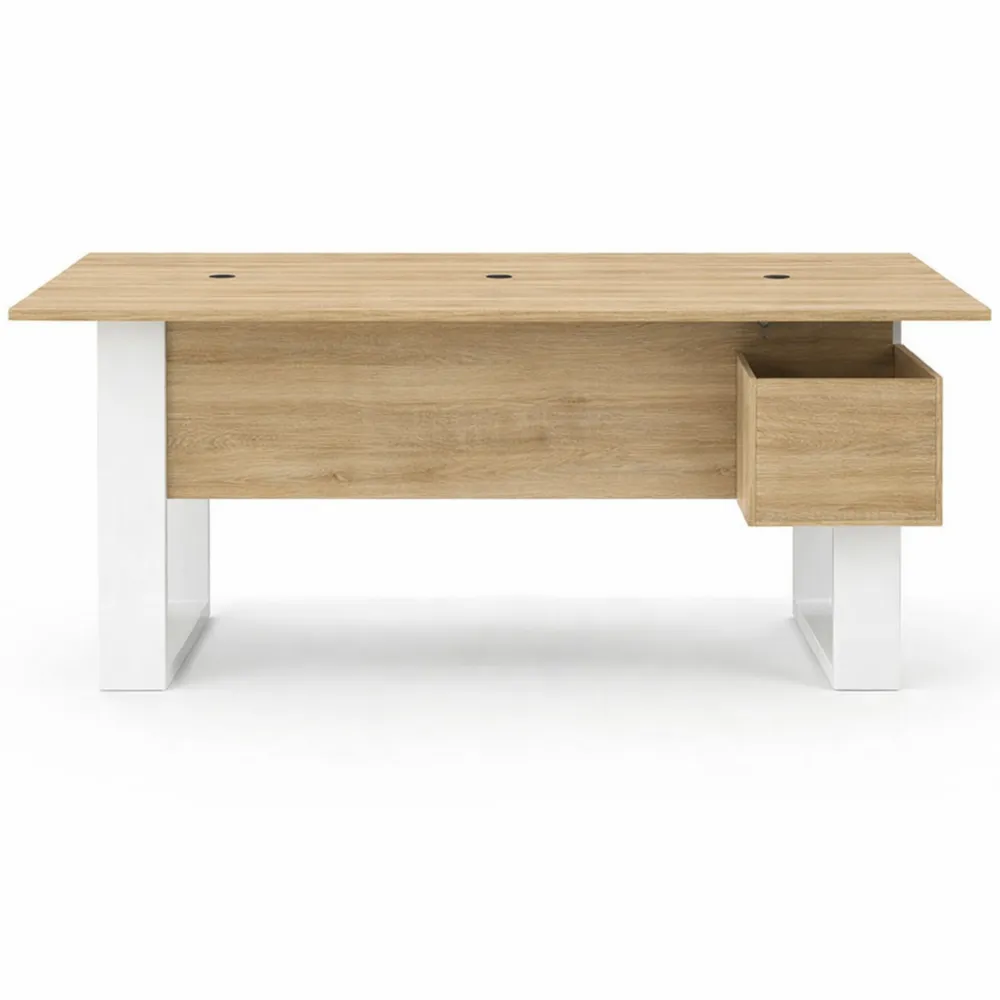 Table basse relevable convertible en bois et blanc