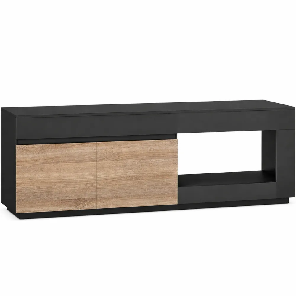 Meuble TV Moderne avec Compartiment et Portes Douces pour Écran jusqu'à 60 Pouces