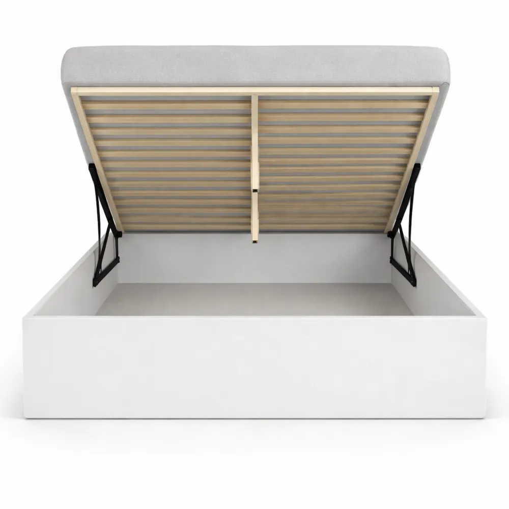 Lit Coffre Double avec Sommier 160 x 200 cm Blanc