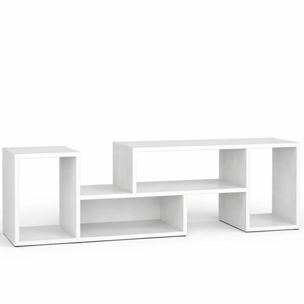 Meuble TV avec Étagères Ouvertes pour Salon et Bureau, Adapté pour Écrans 50-60 Pouces, 110-134,5 X 30 X 43 CM