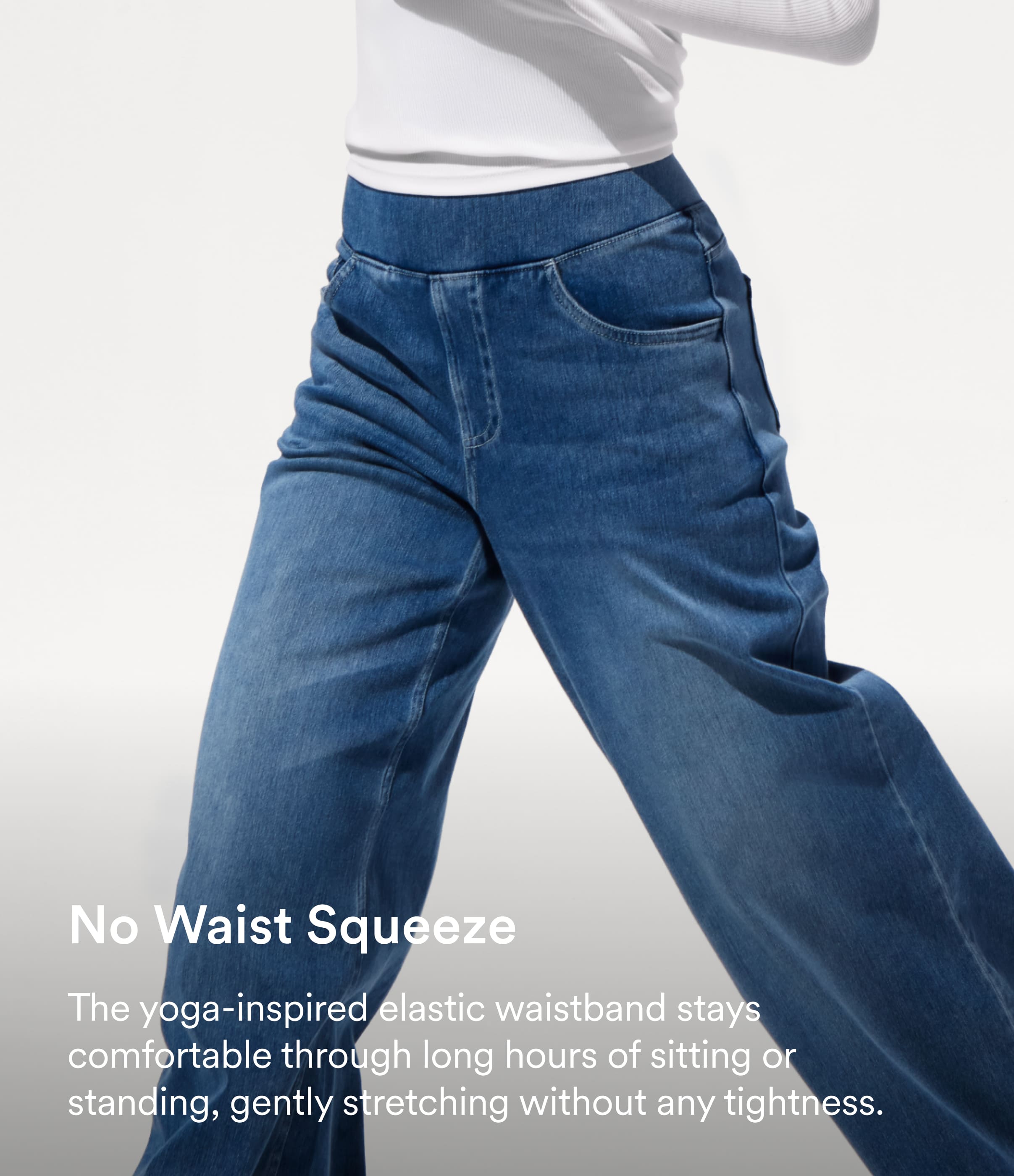 Halara Flex High Waisted Pockets Baggy Wide Leg Washed Casual Jeans