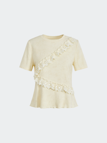 Floral Eyelet Trim Top