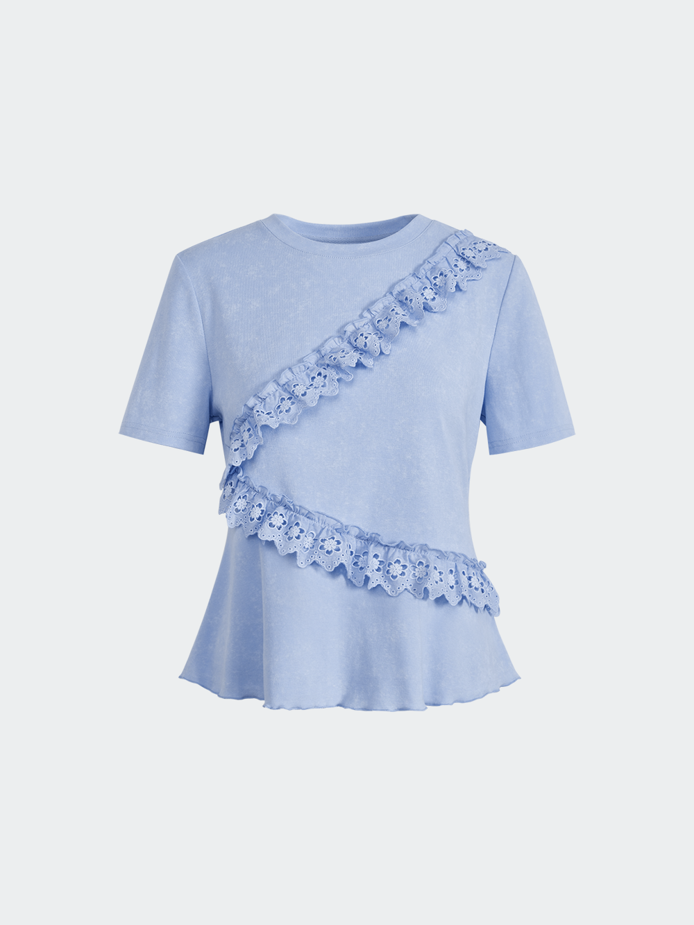 Floral Eyelet Trim Top