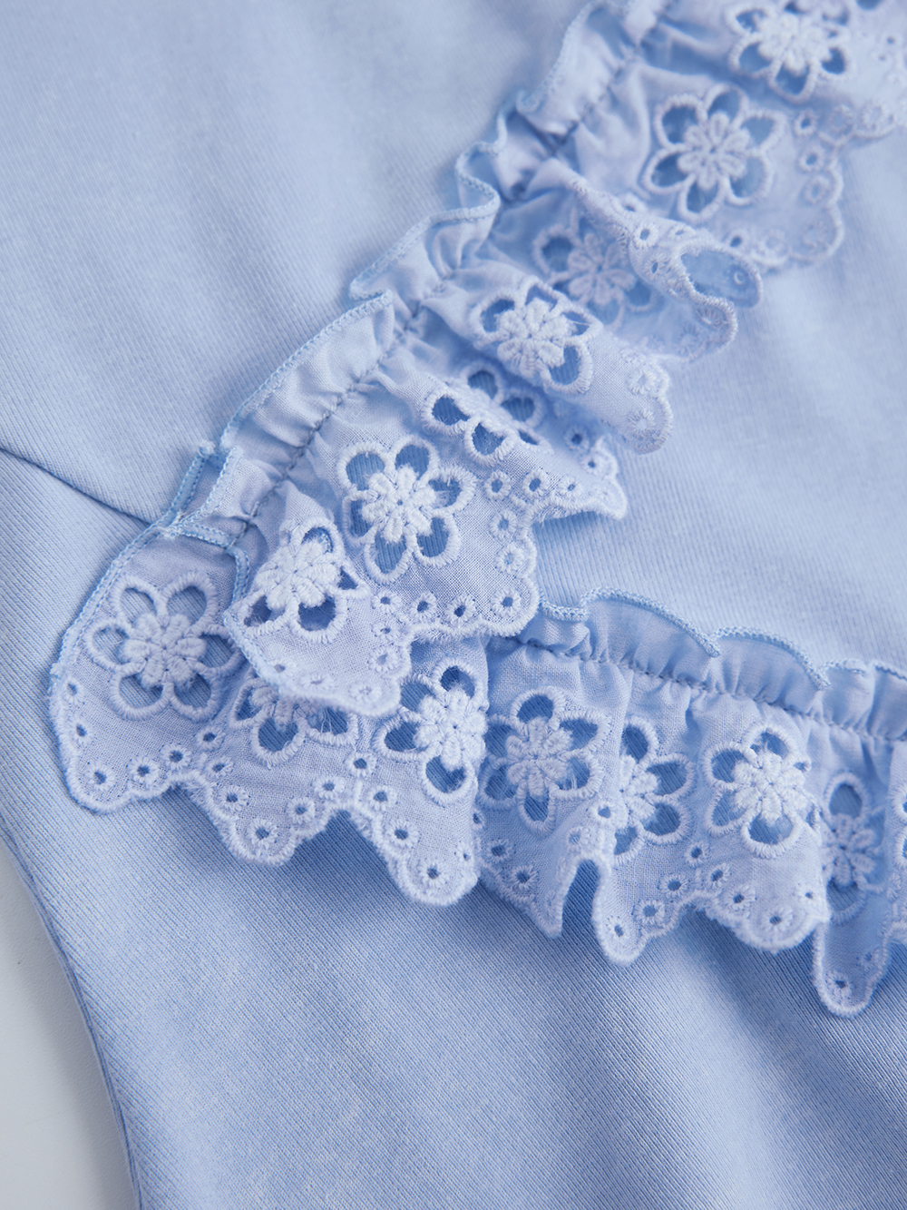 Floral Eyelet Trim Top