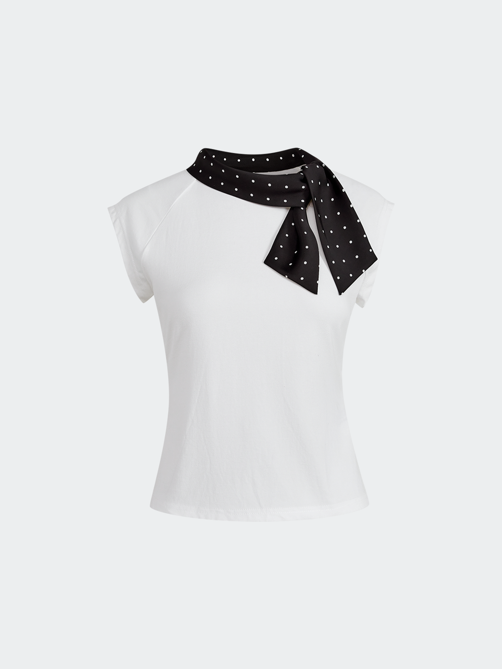 Polka Dot Bow Collar Top