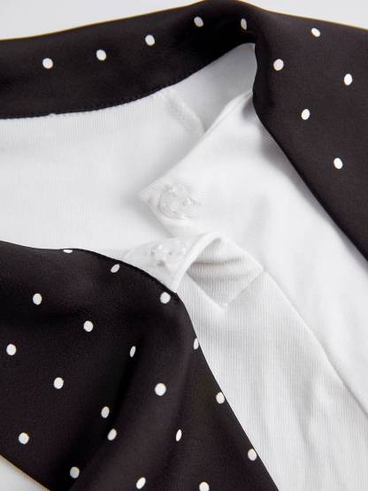 Polka Dot Bow Collar Top