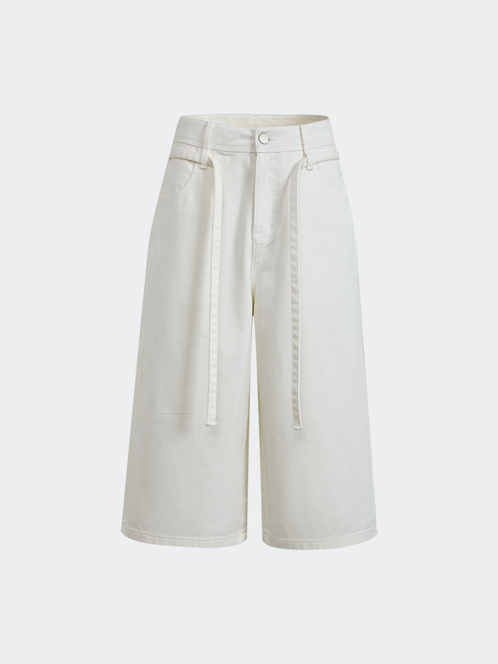 Cropped Jeans With Waist Tie