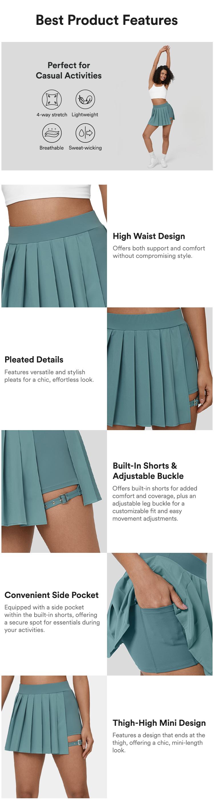 Halara Breezeful High Waisted Pleated 2-in-1 Side Pocket Adjustable Buckle Mini Quick Dry Casual Skirt Gym Shorts Athletic Wear Breathable Fabric Red Outdoor Comfort  Womenswear #summervibes