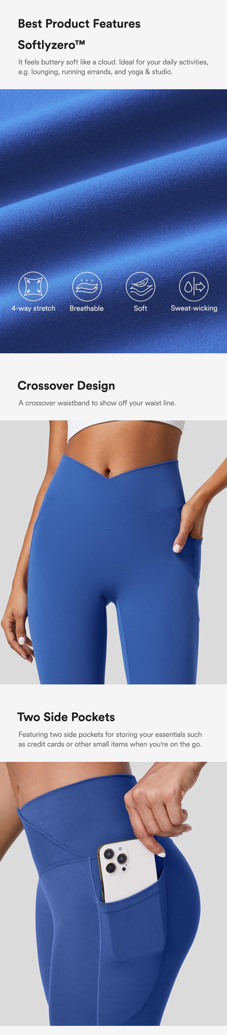 Halara Softlyzero Crossover Pocket Plain Leggings-UPF50+
