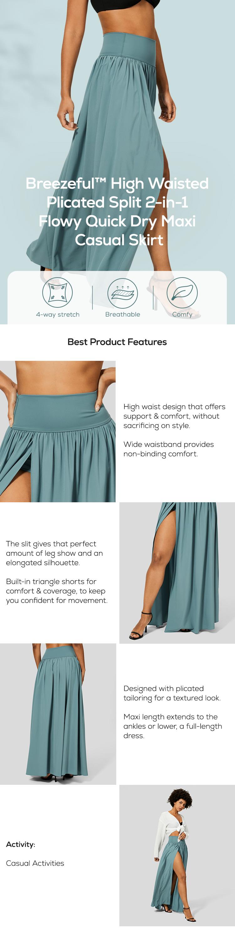 Halara Breezeful High Waisted Plicated Split 2-in-1 Flowy Quick Dry Maxi Casual Skirt Activewear Dance Breathable  Athleisure Womenswear Workout Comfort Bottom Bridal #summervibes