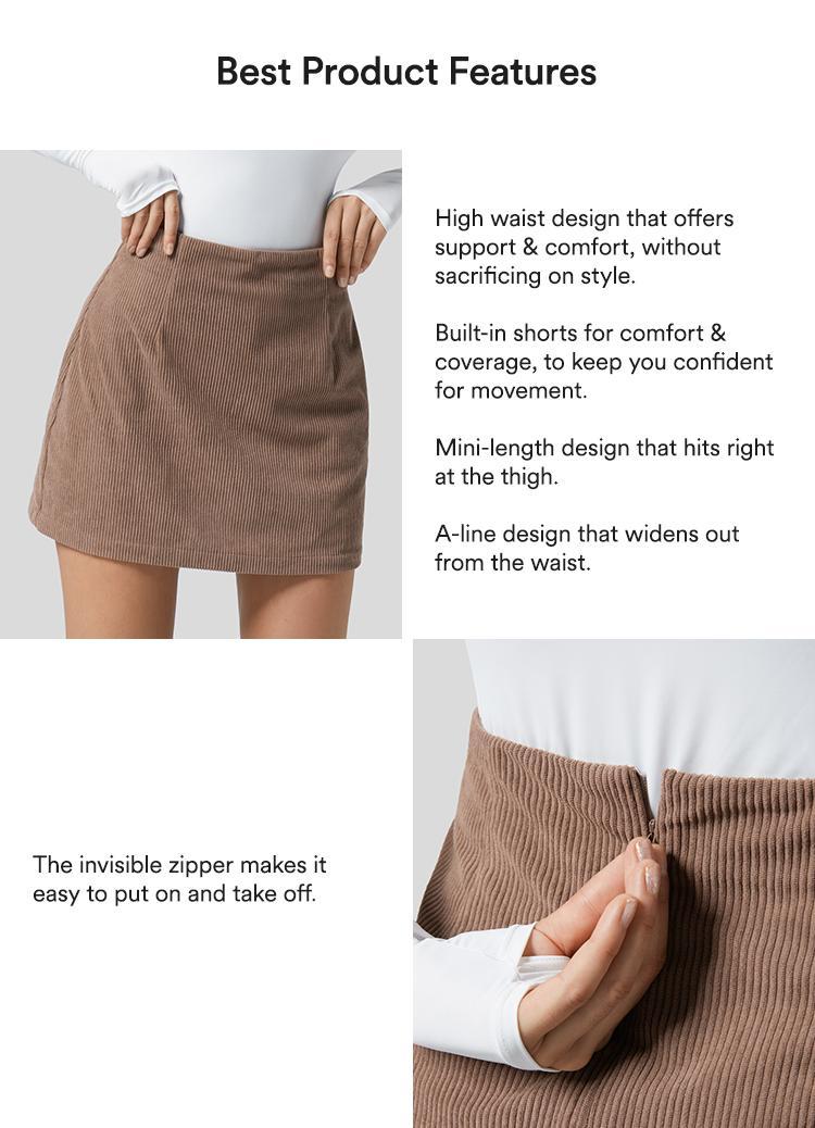 Halara 2-Piece High Waisted Invisible Zipper 2-in-1 Mini A-line Corduroy Casual Skirt  #TikTokShopHolidayHaul