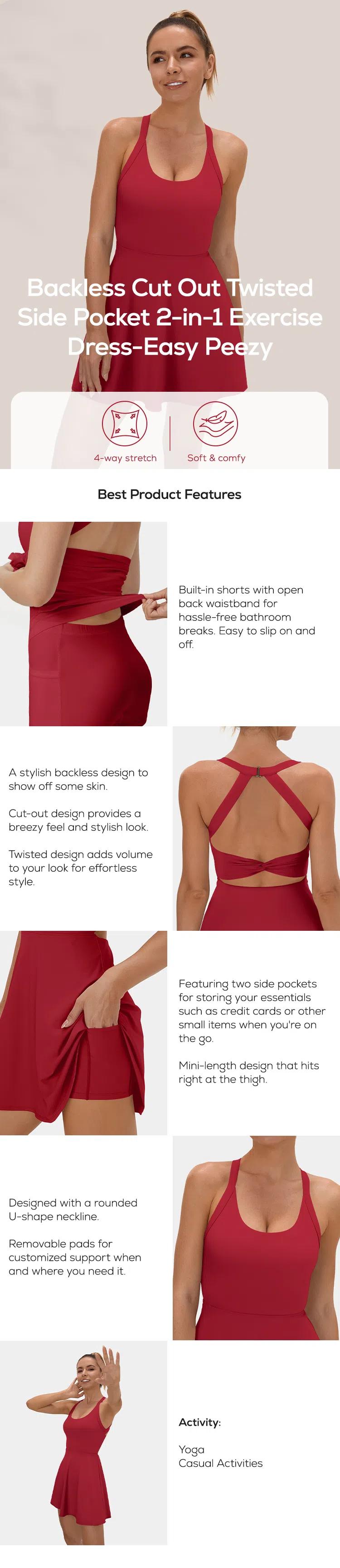Halara Softlyzero Airy Backless Twisted Cool Touch Dance Active Dress-Easy Peezy Edition