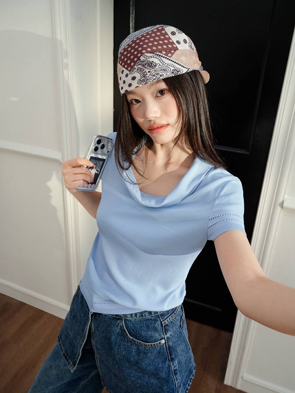 Cowl Neck Knit Top