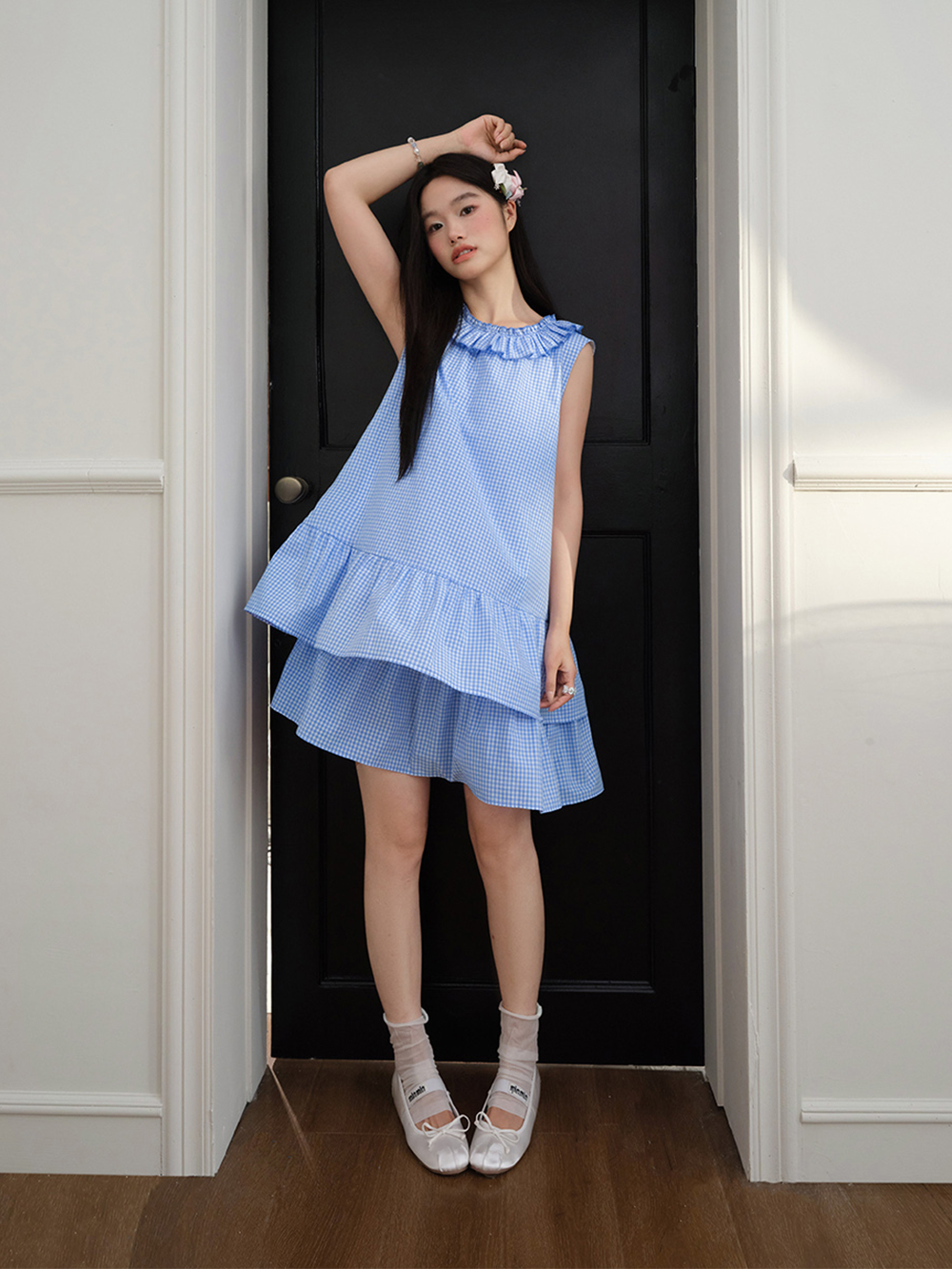 Gingham Tiered Ruffle Dress