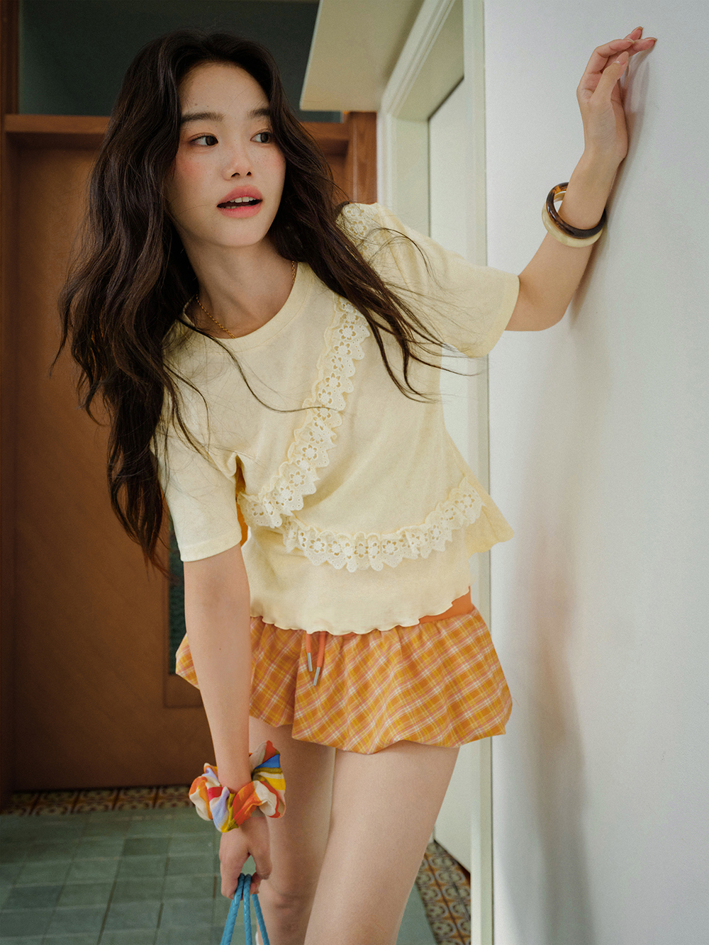 Floral Eyelet Trim Top