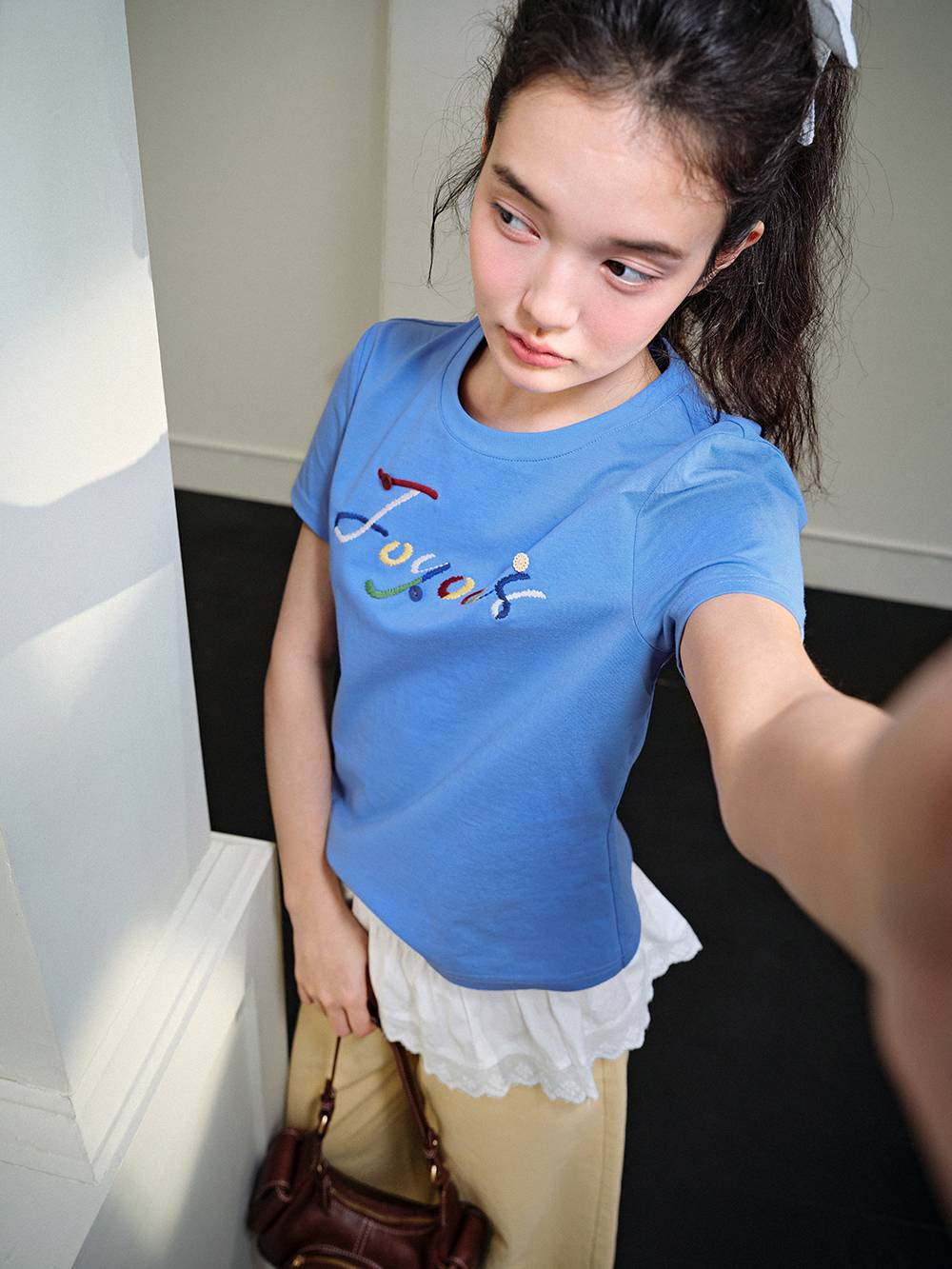 Embroidered Short Sleeve Top