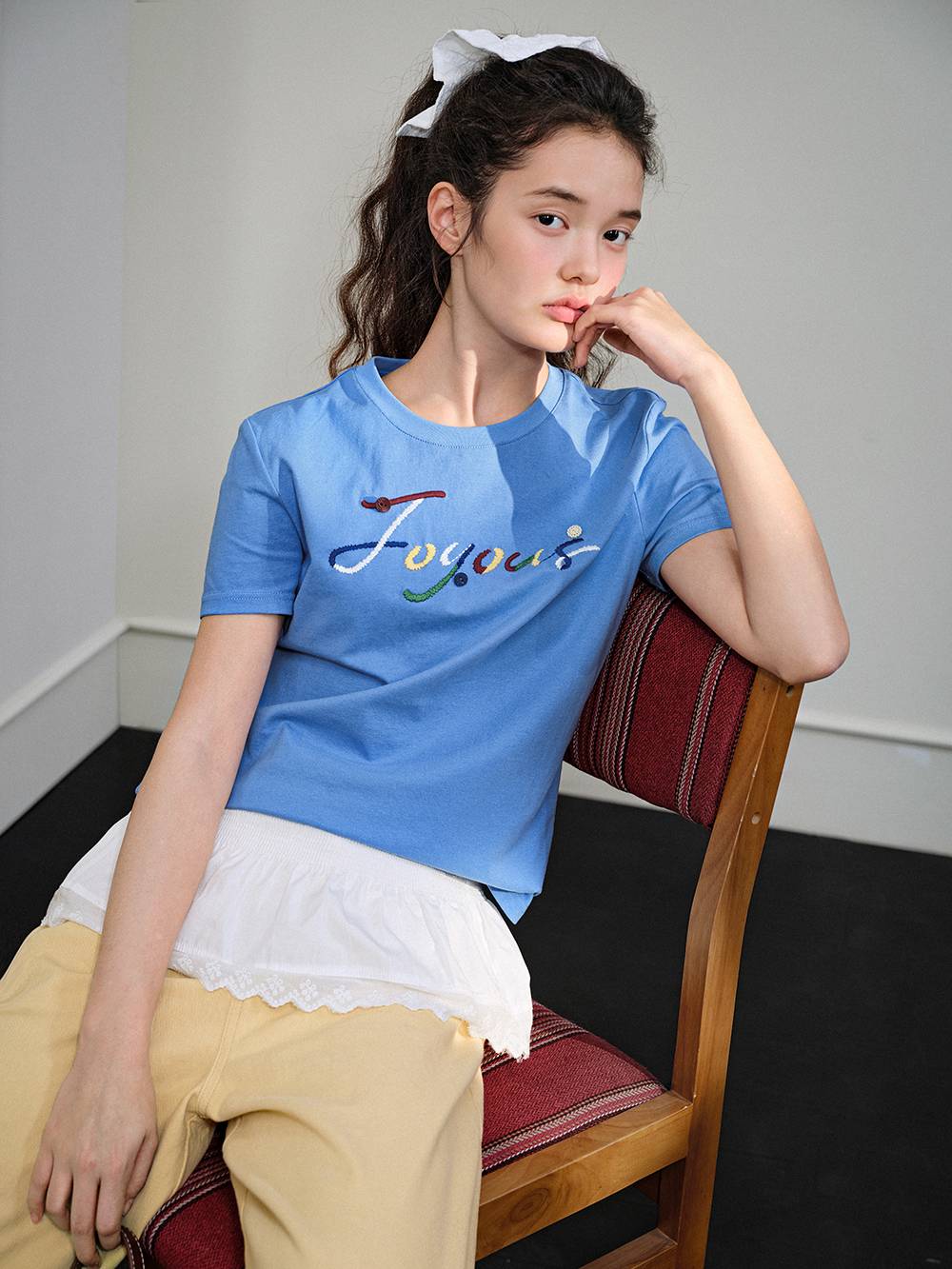 Embroidered Short Sleeve Top