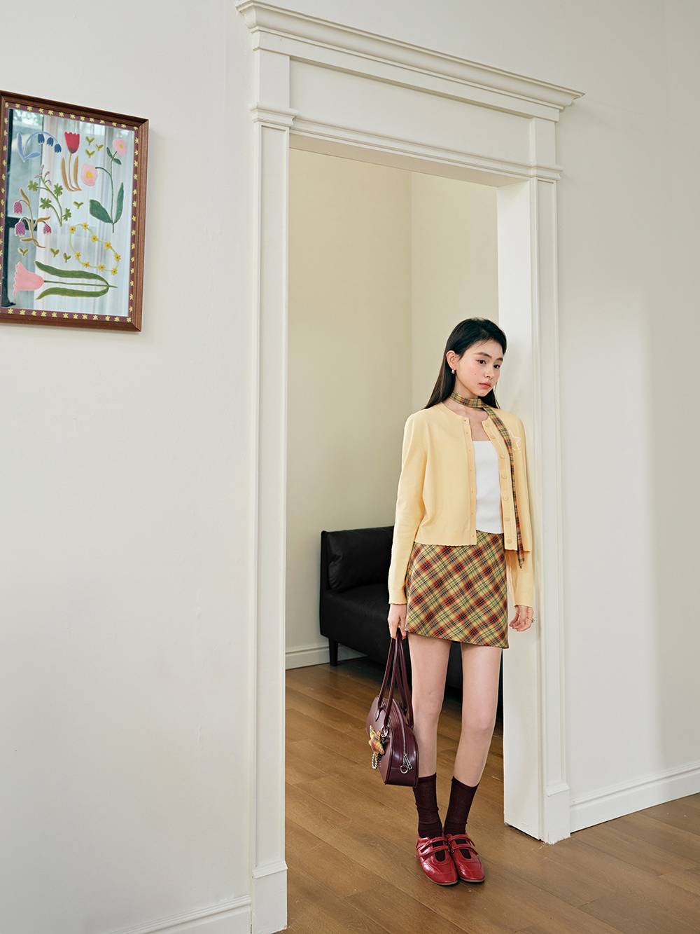 A-line Plaid Mini Skirt