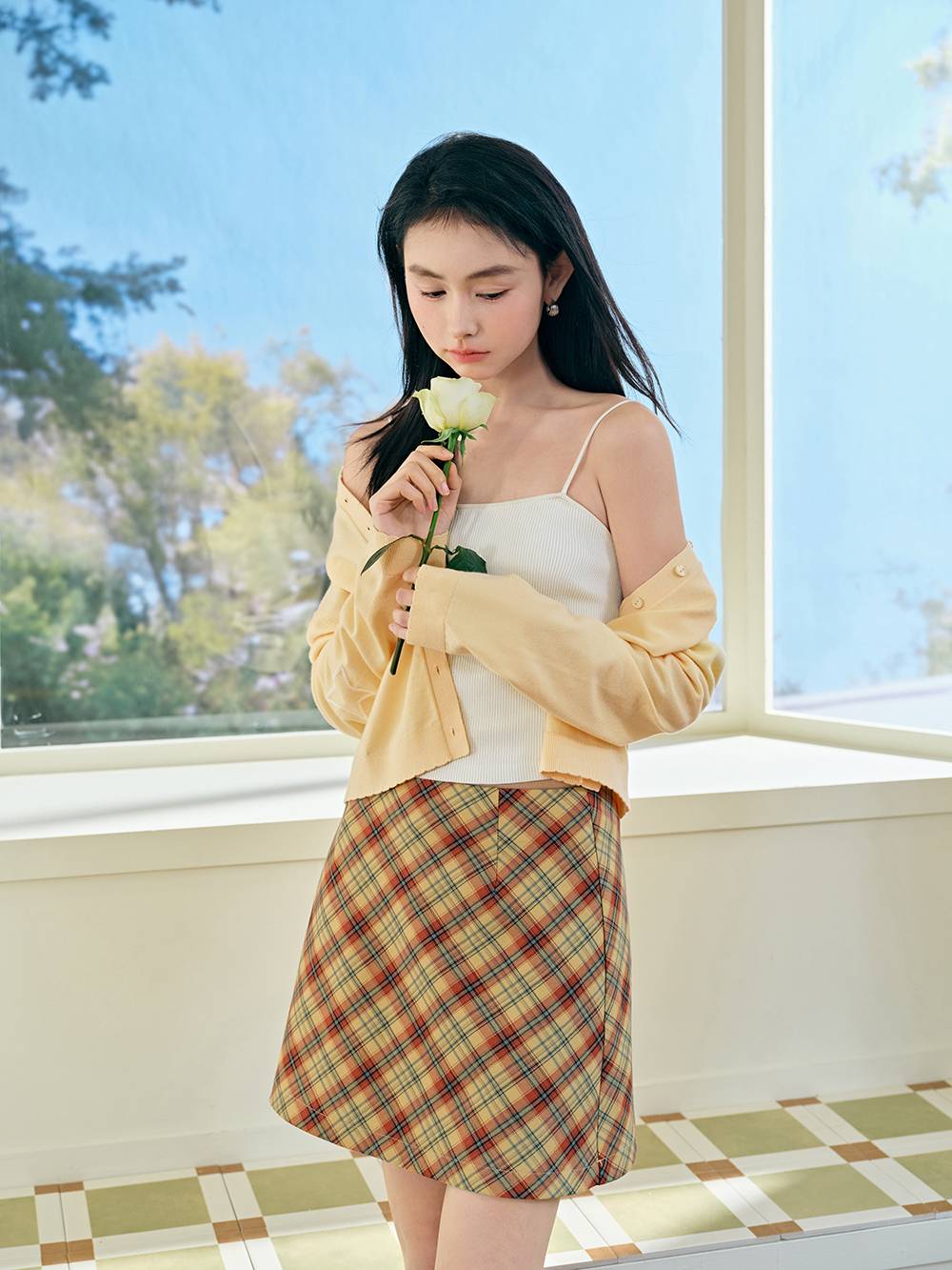 A-line Plaid Mini Skirt