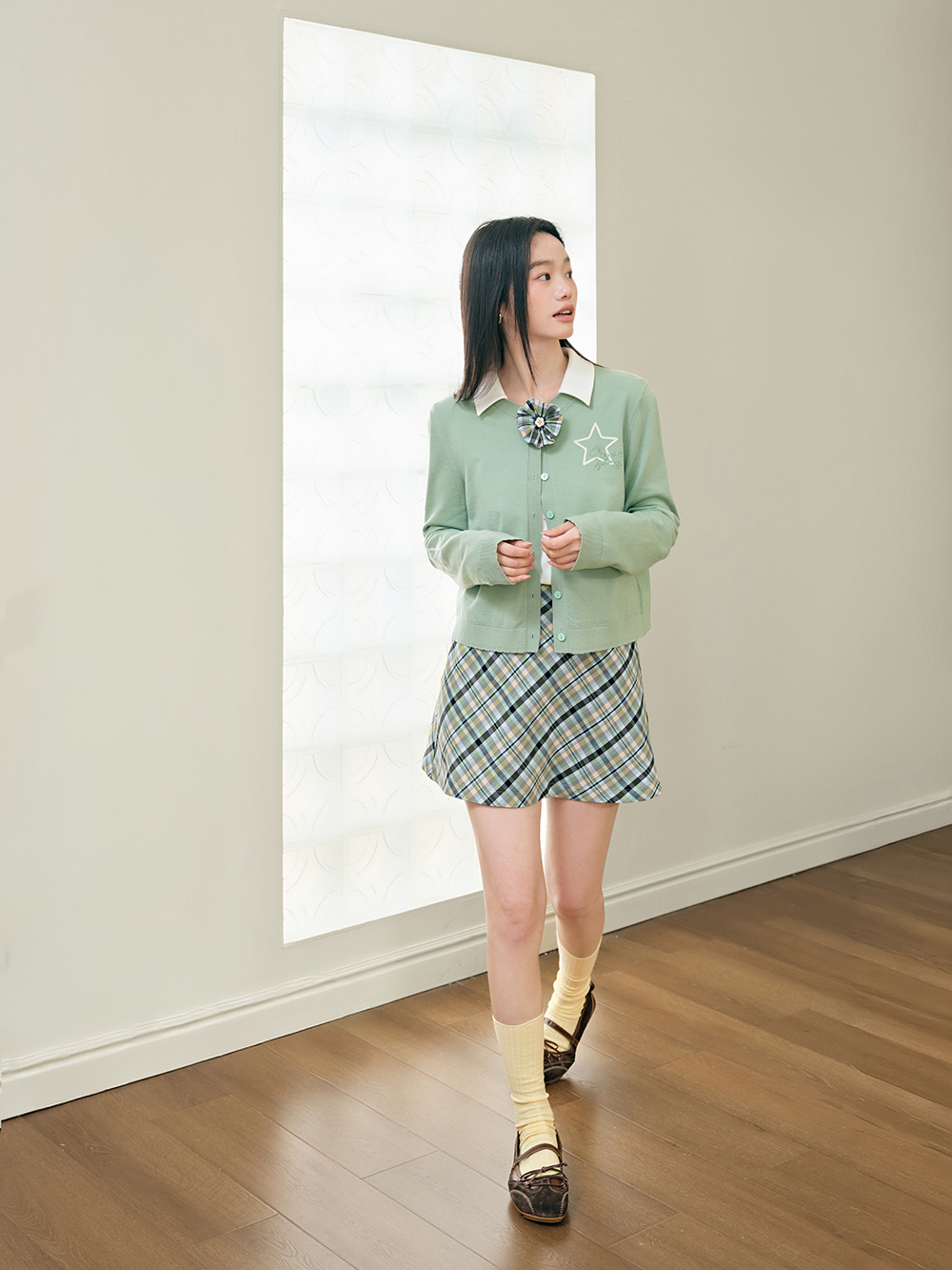 A-line Plaid Mini Skirt