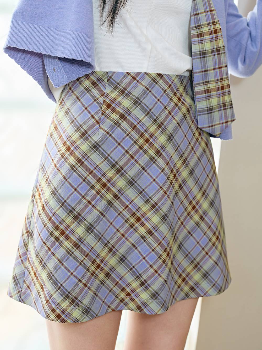 A-line Plaid Mini Skirt