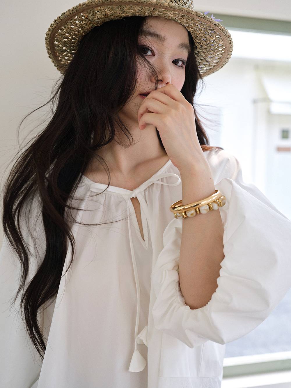 Lace Hem Relaxed Blouse