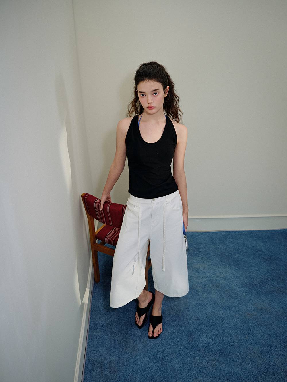 Cropped Jeans With Waist Tie