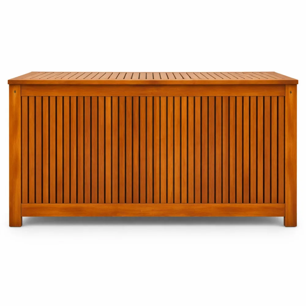 Grande malle de rangement en bois avec bâche intérieure pour extérieur