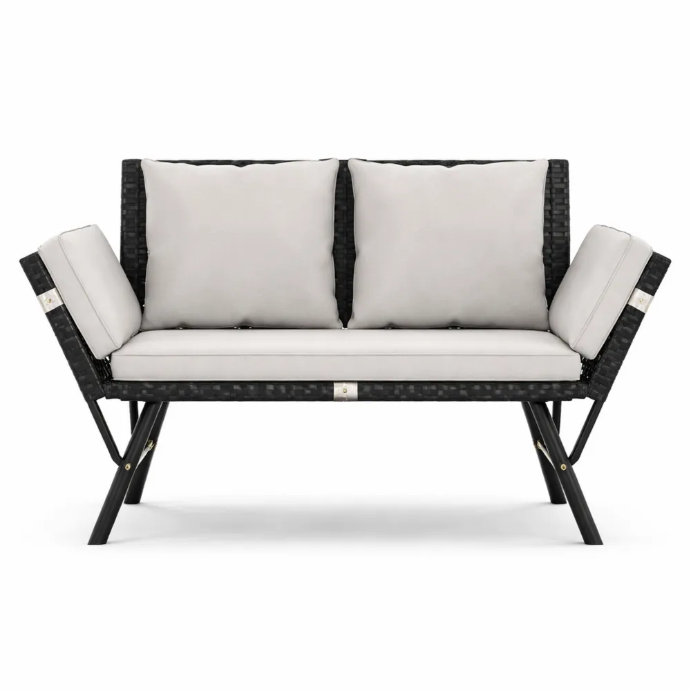 Banc de jardin en rotin réglable pour extérieur