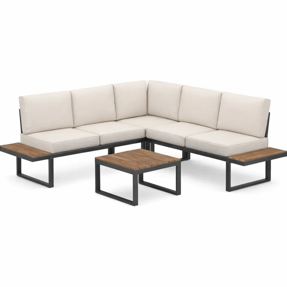 Ensemble de Mobilier de Jardin 5 Places avec Coussins pour Terrasse