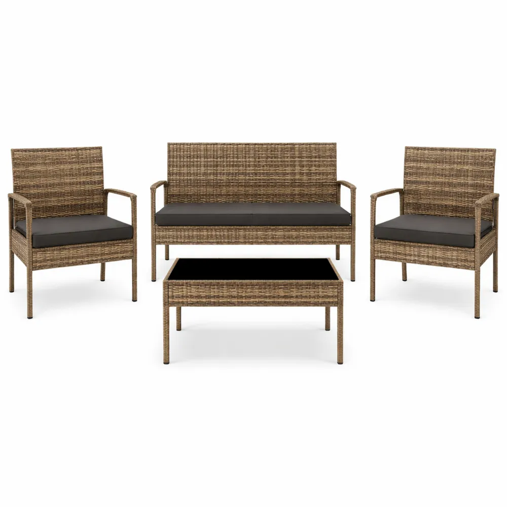 Set de Mobilier de Jardin en Rotin Synthétique pour Terrasse