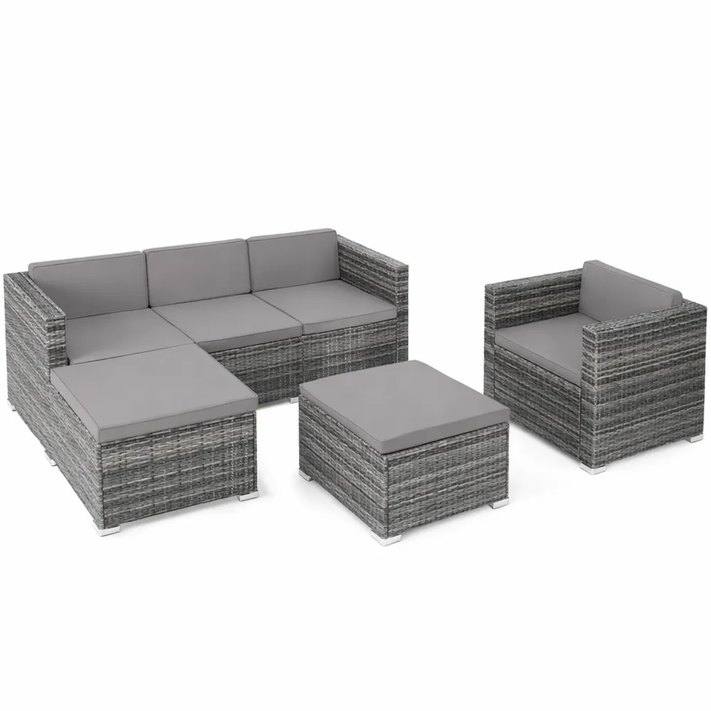 Ensemble Modulable de Salon de Jardin en Rotin avec Coussins