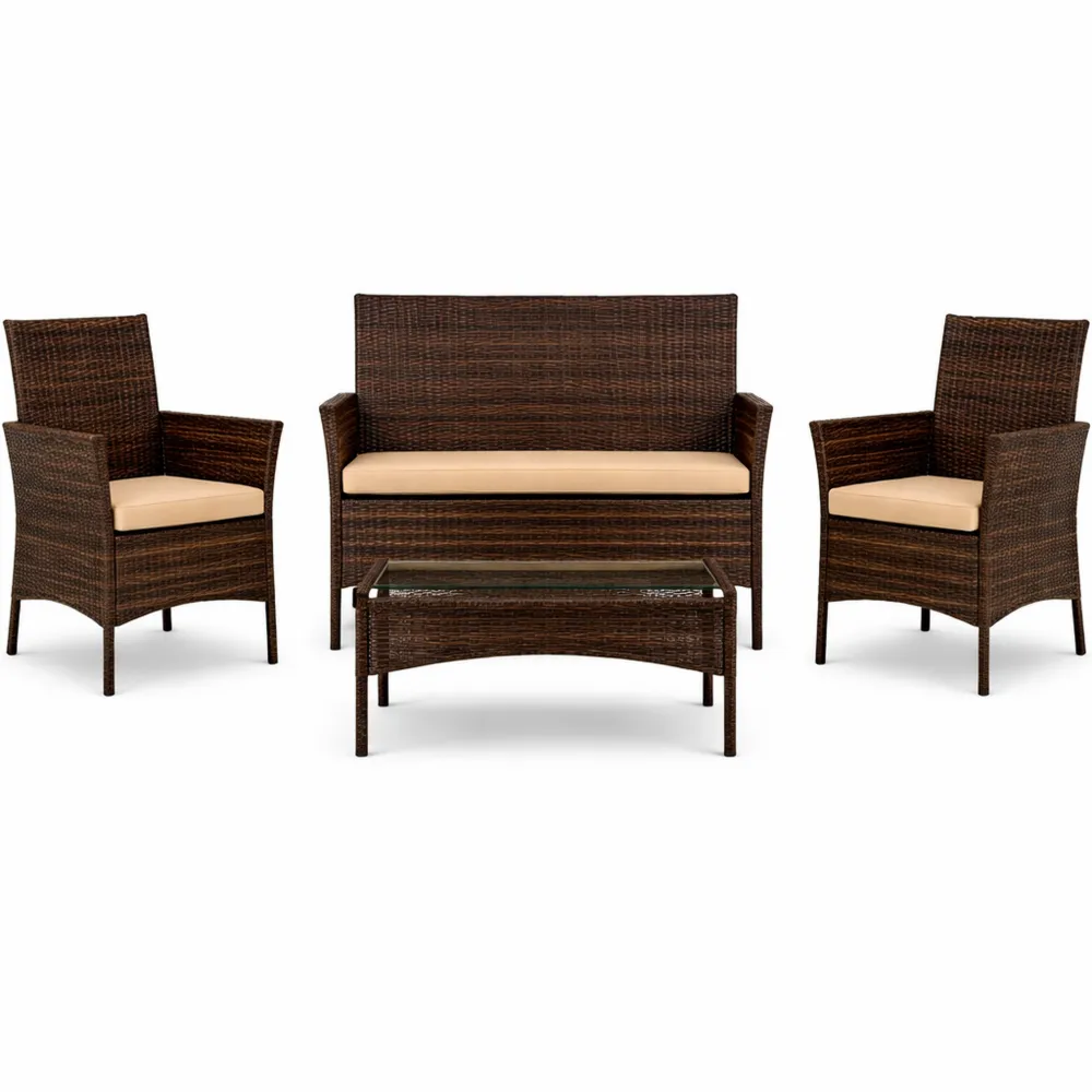 Ensemble de Jardin en Résine Tressée avec Table et Chaises