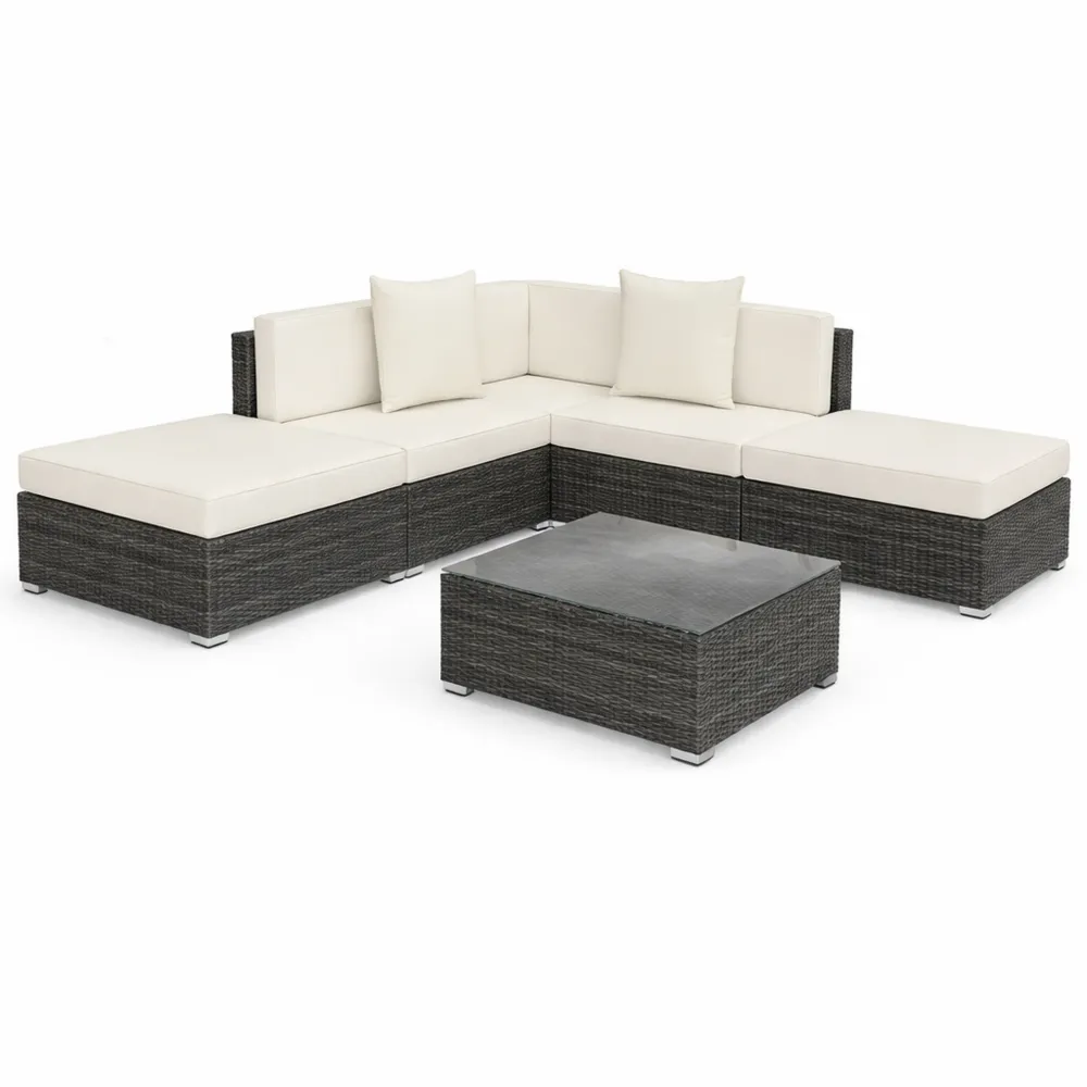 Ensemble de Mobilier de Jardin Extérieur Modulable en Résine Tressée