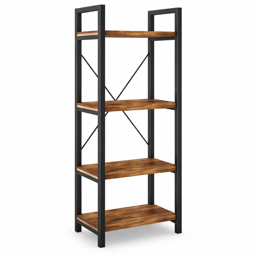 Industrial Style Metal Frame Bookshelf-Hemsleyra
