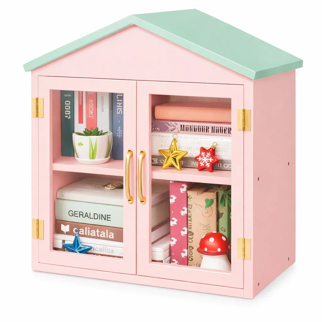 Kids House Shape Storage Cabinet-Hemsleyra