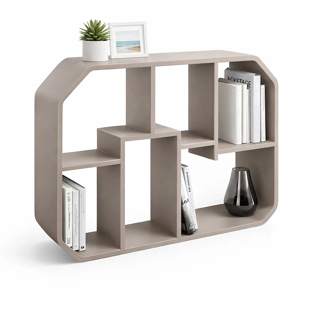 Modern Geometric Open Storage Bookcase-Hemsleyra