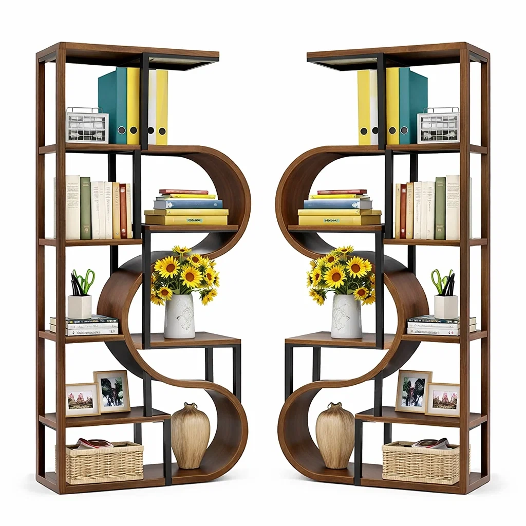 Artistic S-Shape Decorative Storage Bookshelf-Hemsleyra