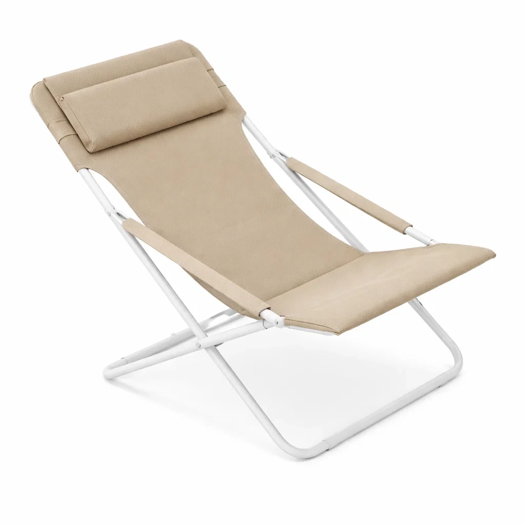 Portable Folding Outdoor Lounge Chair with Headrest-Hemsleyra
