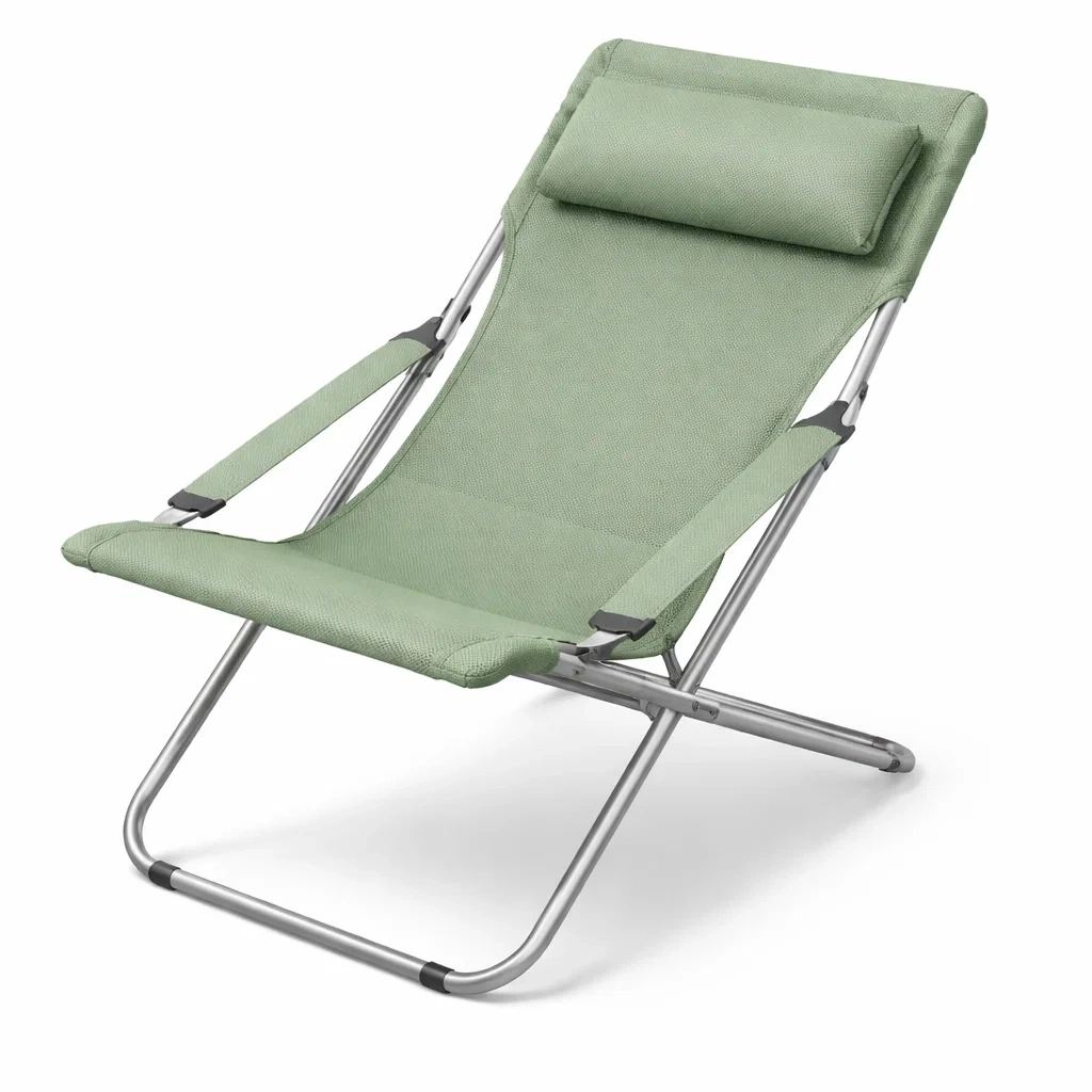 Portable Folding Outdoor Lounge Chair with Headrest-Hemsleyra