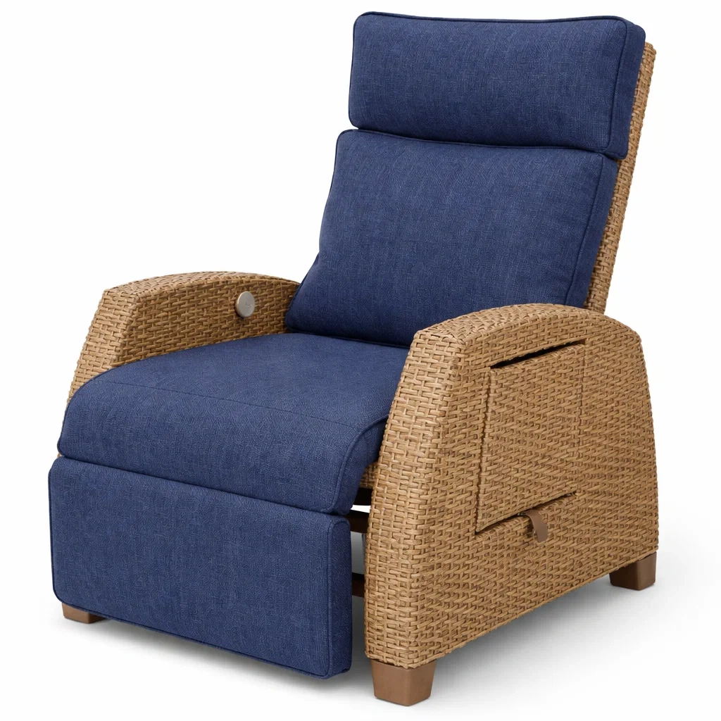 Outdoor Wicker Reclining Lounge Chair with Cushion-Hemsleyra