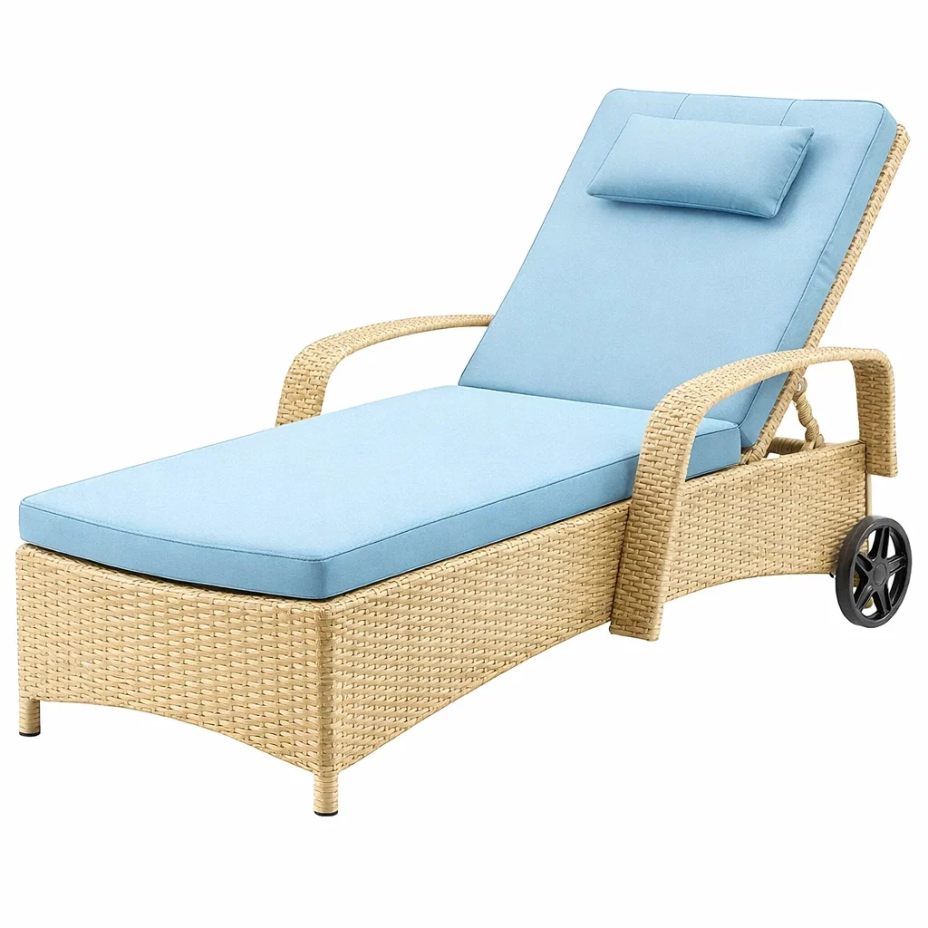Outdoor Wicker Reclining Lounge Chair with Wheels-Hemsleyra