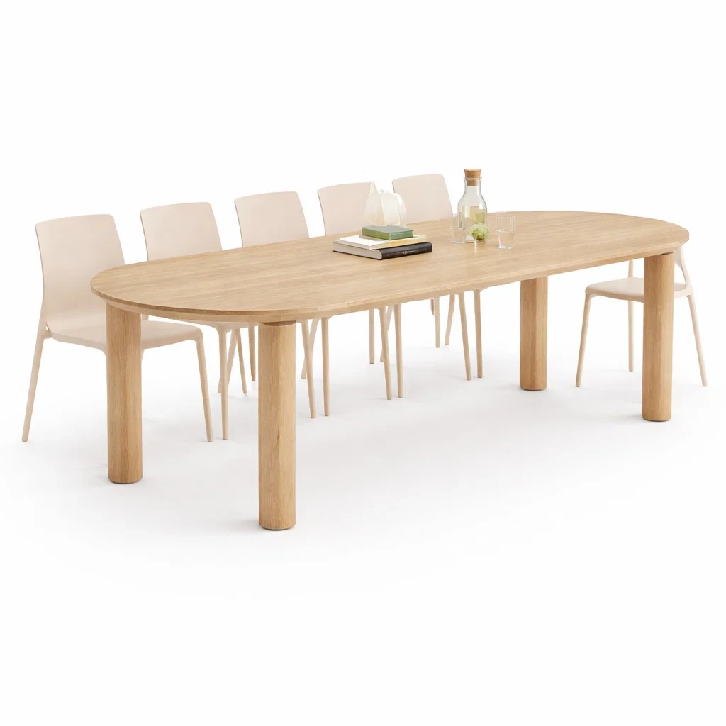 Modern Solid Wood Oval Dining Table Set-Hemsleyra