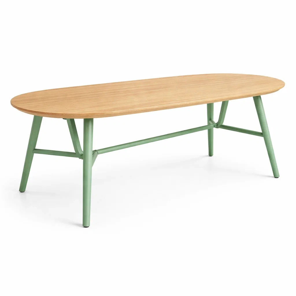 Scandinavian Style Wooden Coffee Table with Green Frame-Hemsleyra