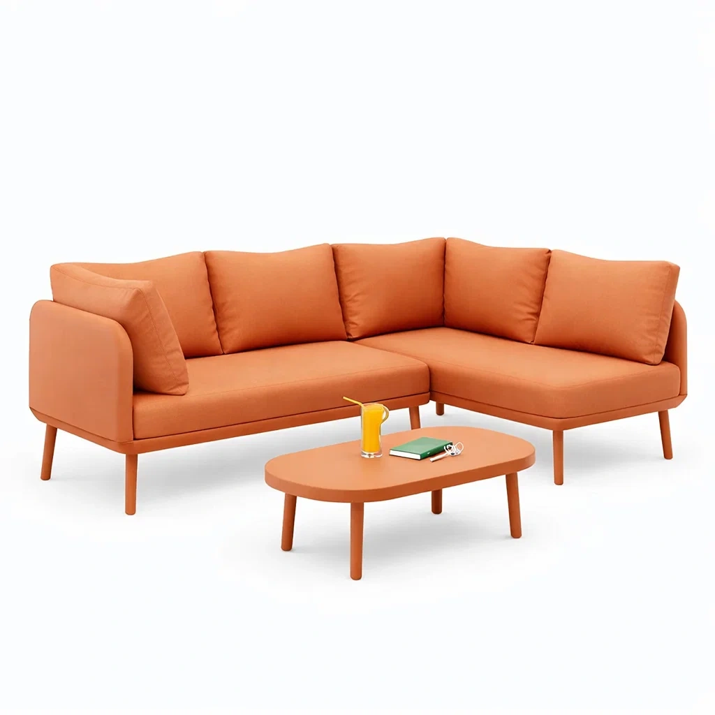 Modern L-Shaped Fabric Sectional Sofa with Coffee Table-Hemsleyra