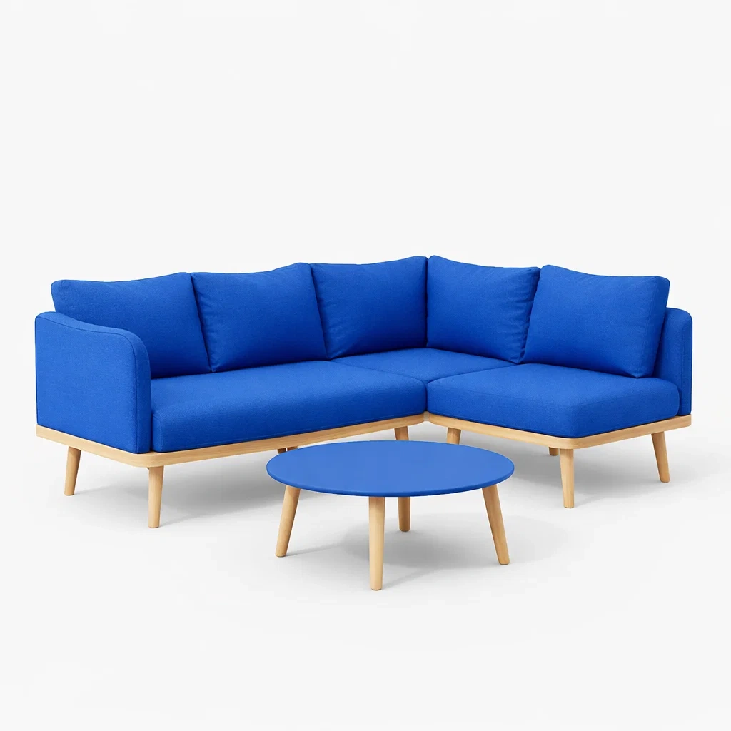 Modern Fabric L-Shaped Sectional Sofa with Coffee Table-Hemsleyra