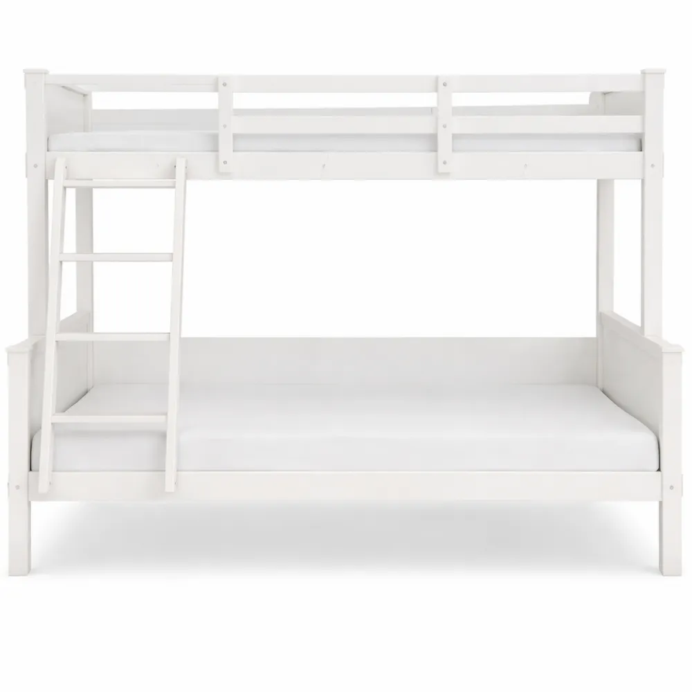 Lit mezzanine avec espace de rangement en bois blanc pour enfants et adolescents