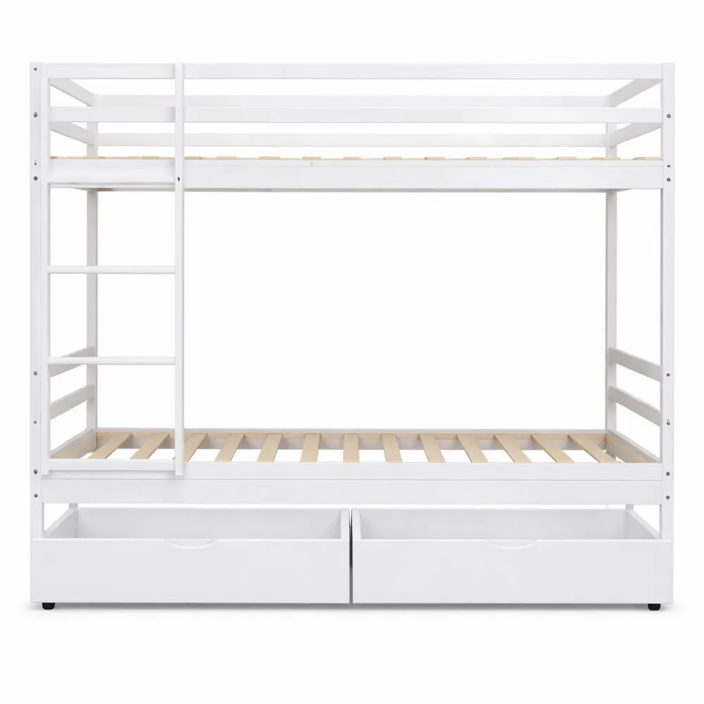 Lits superposés blancs avec tiroirs pour enfants, convient aux matelas 190x90 cm