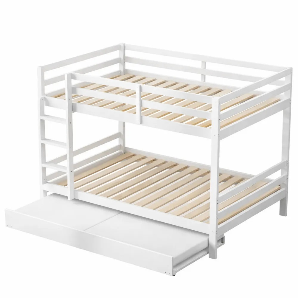 Lits superposés avec rangement et échelle sécurisée pour enfants, 140 x 200 cm, couleur blanche